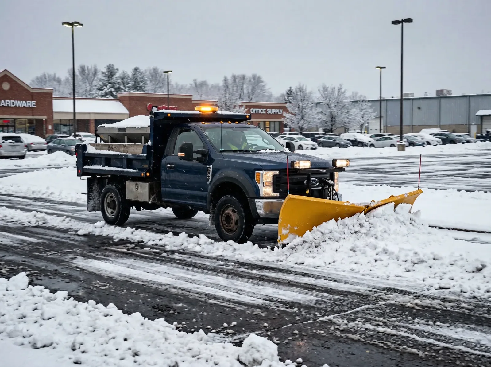 Commercial lot plowing